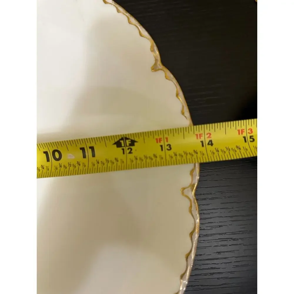 Vintage Haviland France Porcelain Plate Scalloped Gold Rim Elegant Dining Decor‎